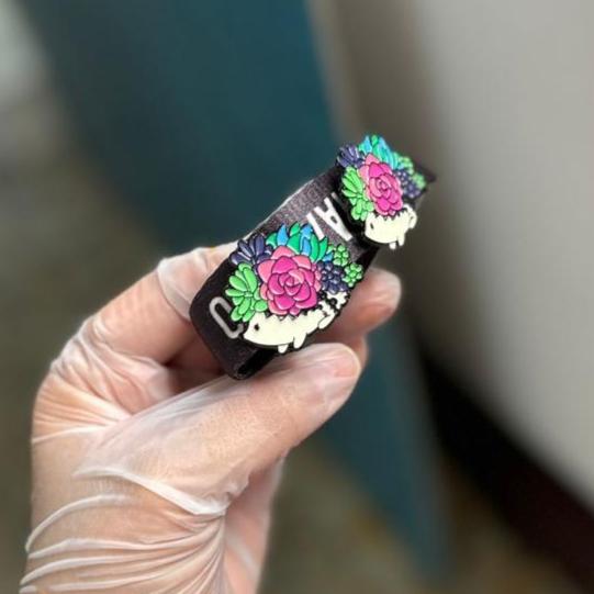 Pin cuerpo espín florecido
