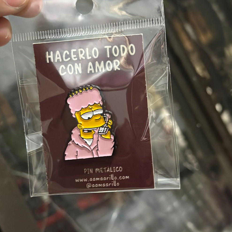 Pin Bart bata rosa celular - Los Simpson