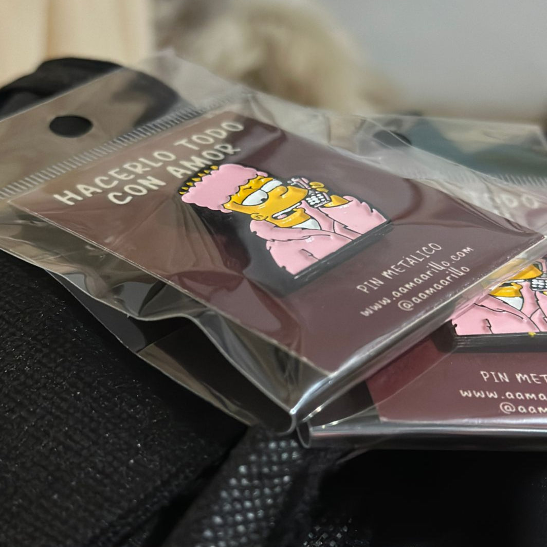 Pin Bart bata rosa celular - Los Simpson