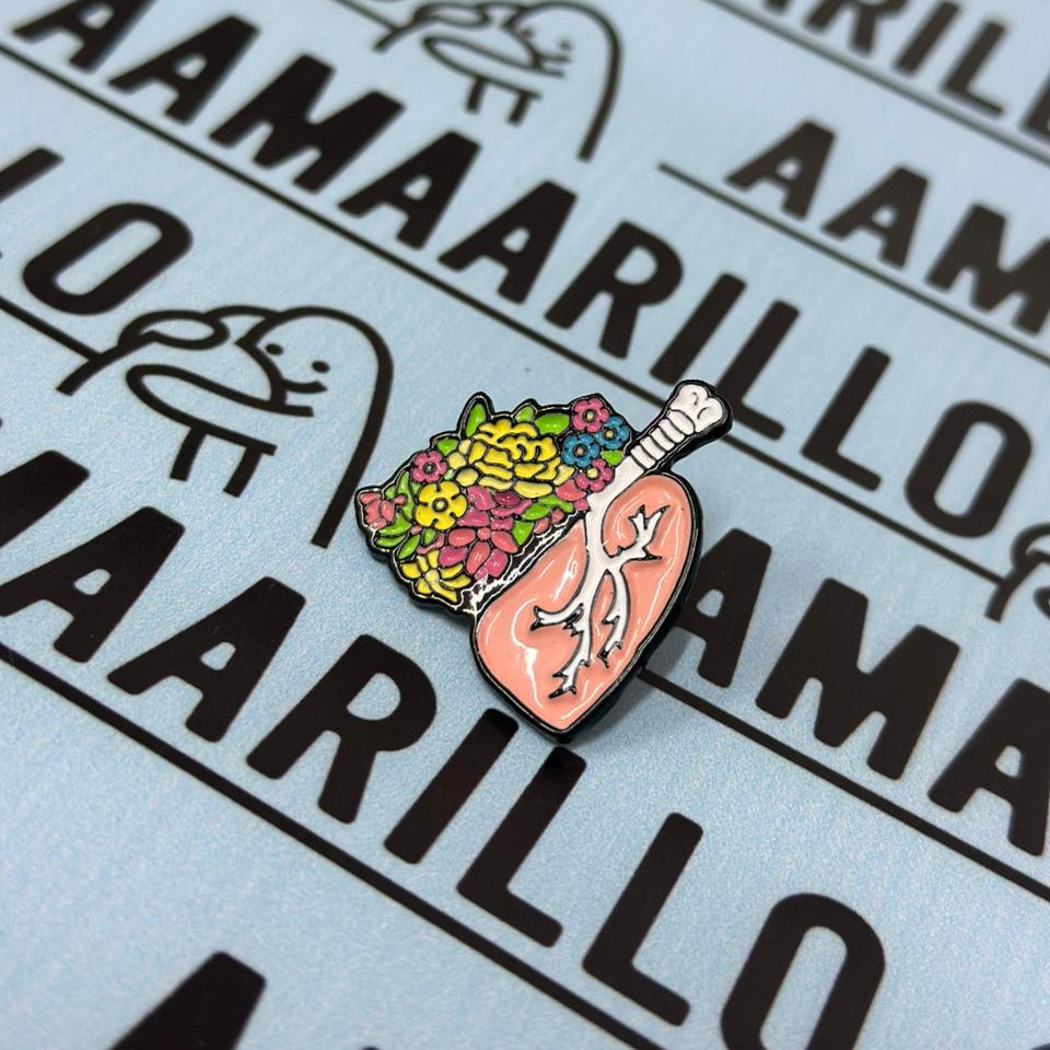 Pin Pulmones con flores