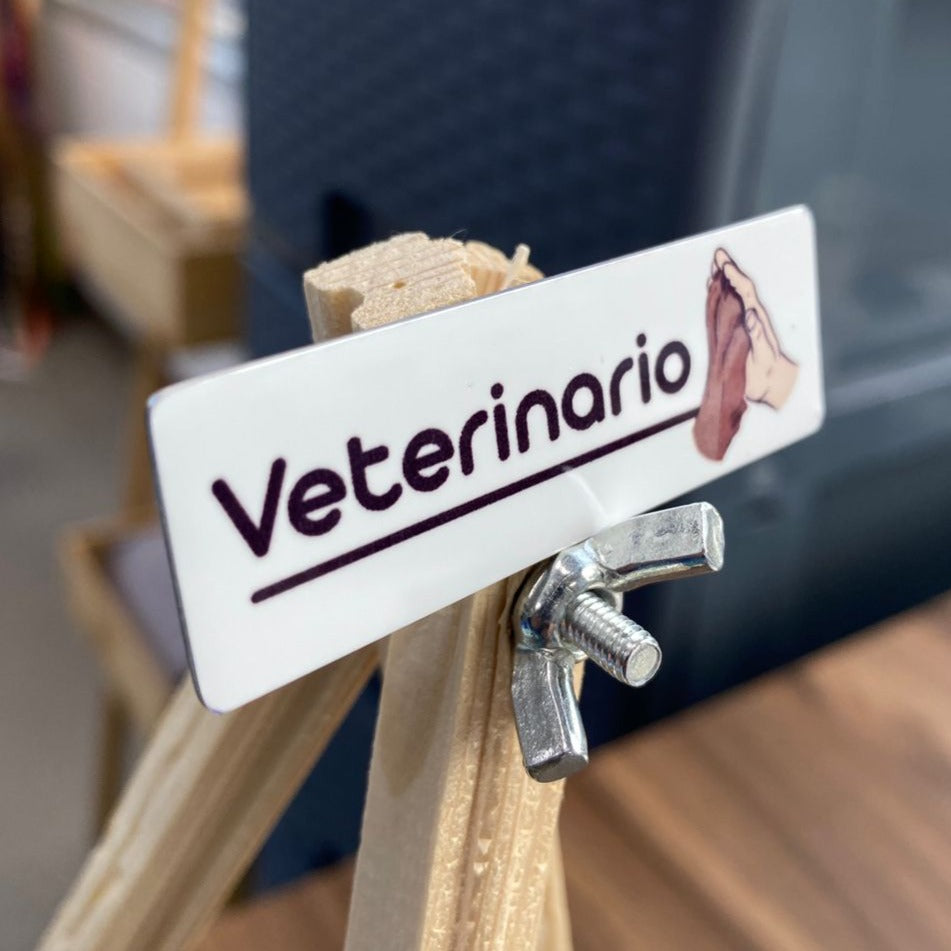 Escarapela veterinario mano y pata - Impresión sobre lamina metálica