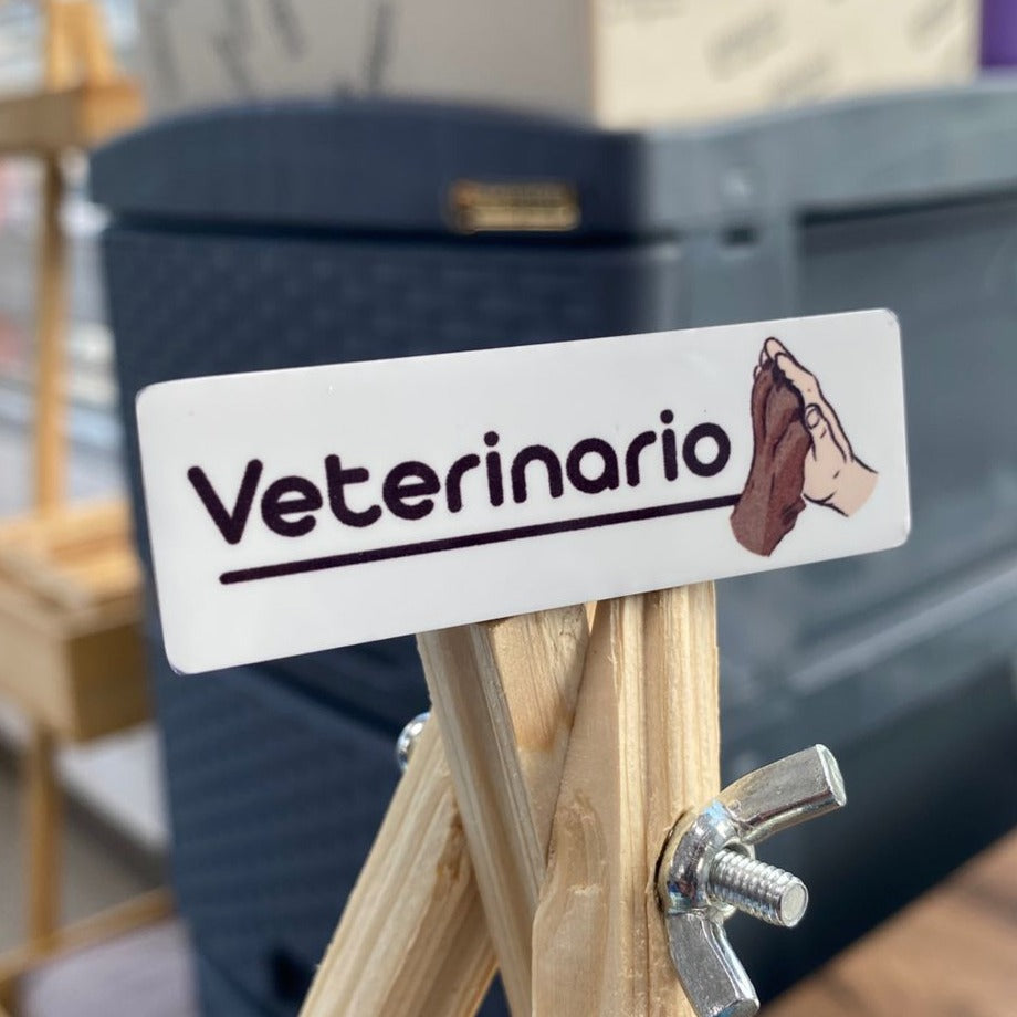 Escarapela veterinario mano y pata - Impresión sobre lamina metálica