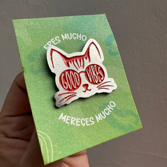 Pin gafas gatito Good Vibes