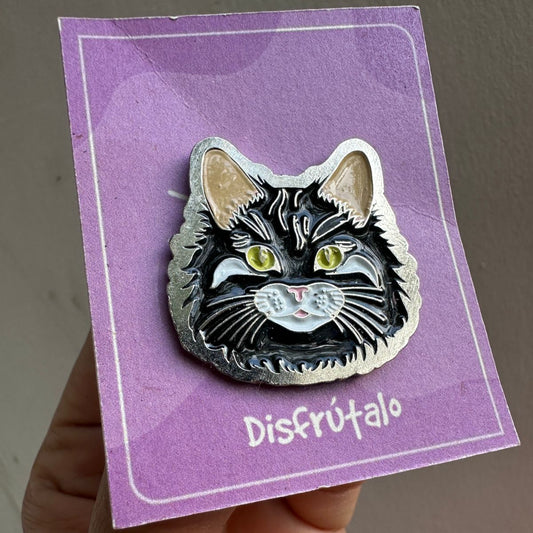 Pin gato cara color negro