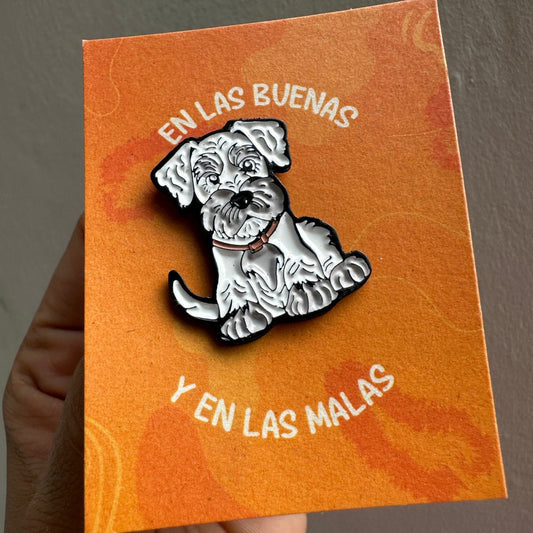Pin perrito Schnauzer blanco con gris