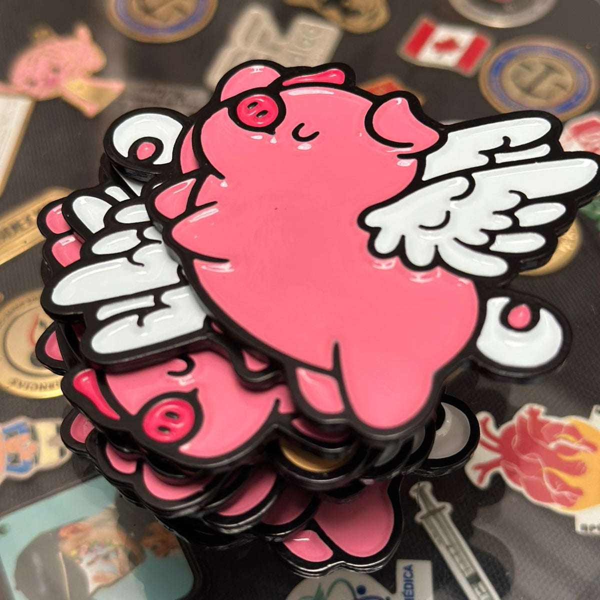 Iman cerdito con alas