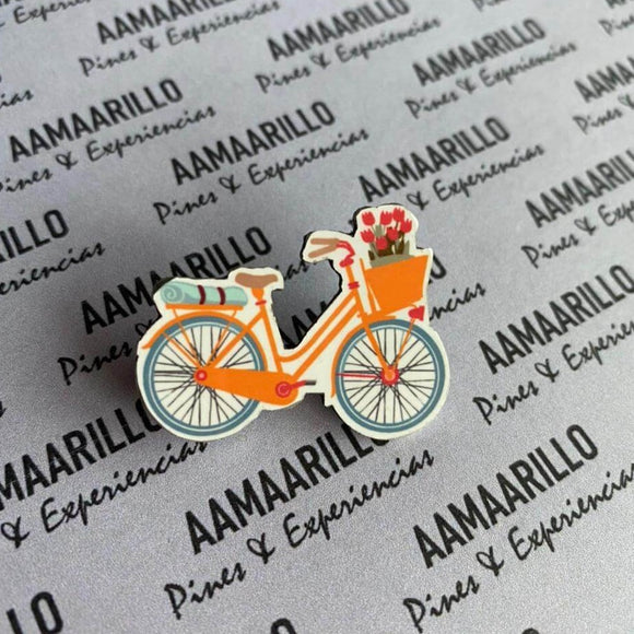 Pin bicicleta naranja