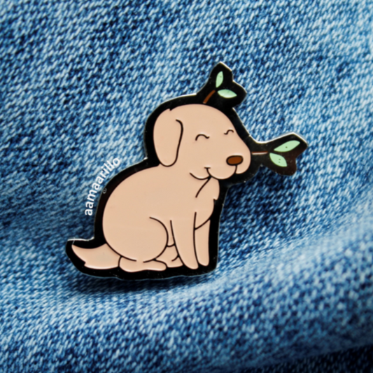 Pin cachorro hojitas arbol